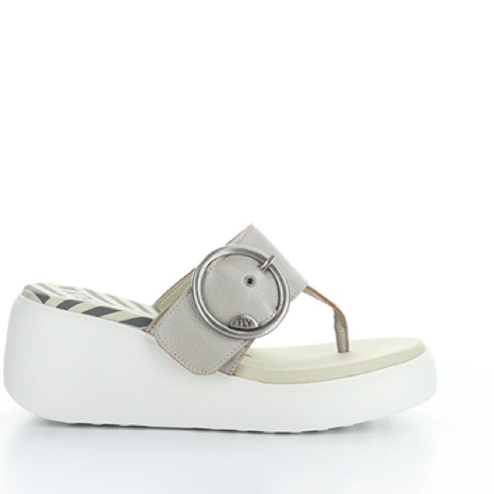 FLY London Dafi platform wedge Metallic Wedge Sandals euro 39 women’s 8.5 - Picture 2 of 8